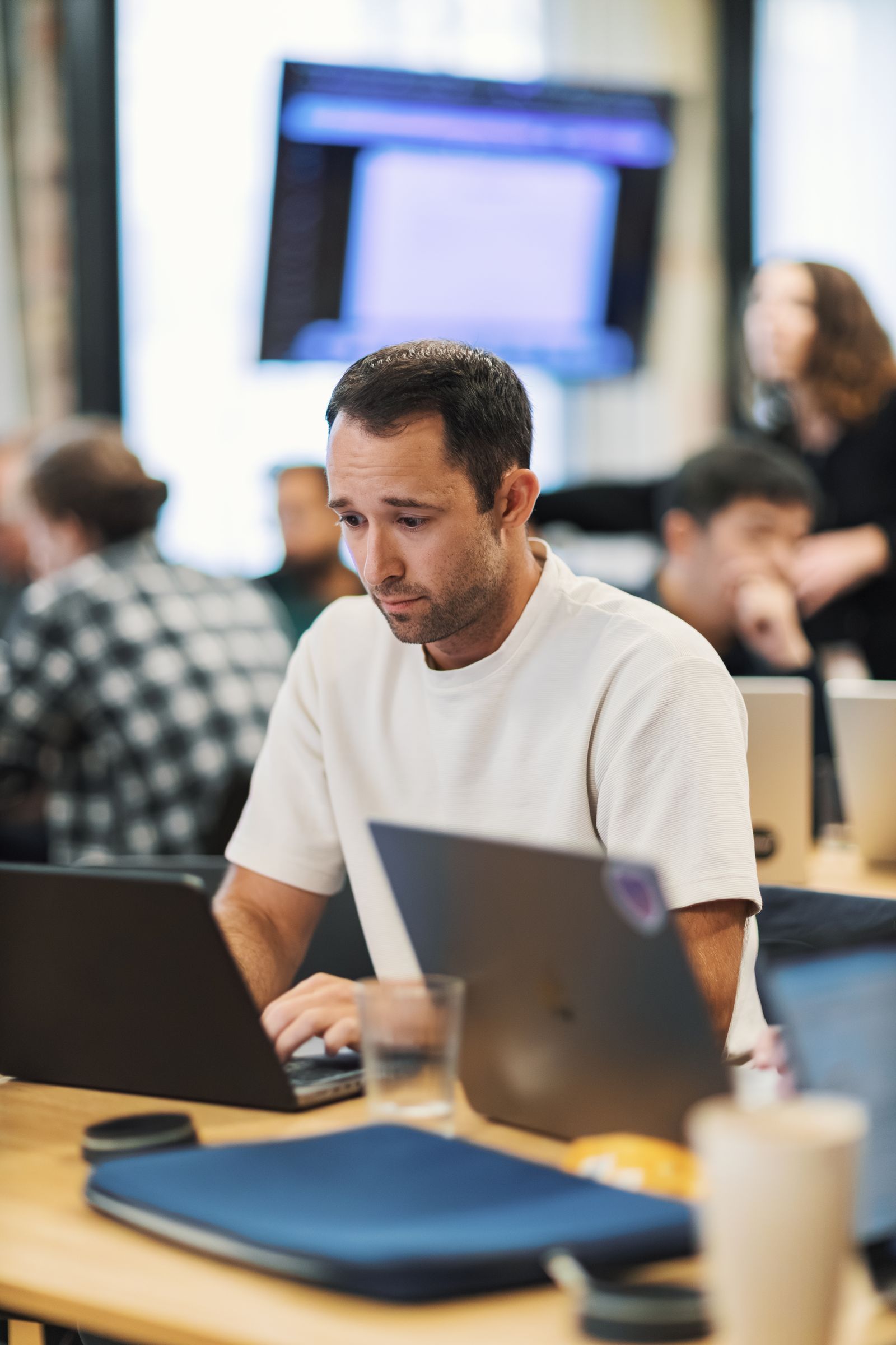 Technology professionals collaborating in an office